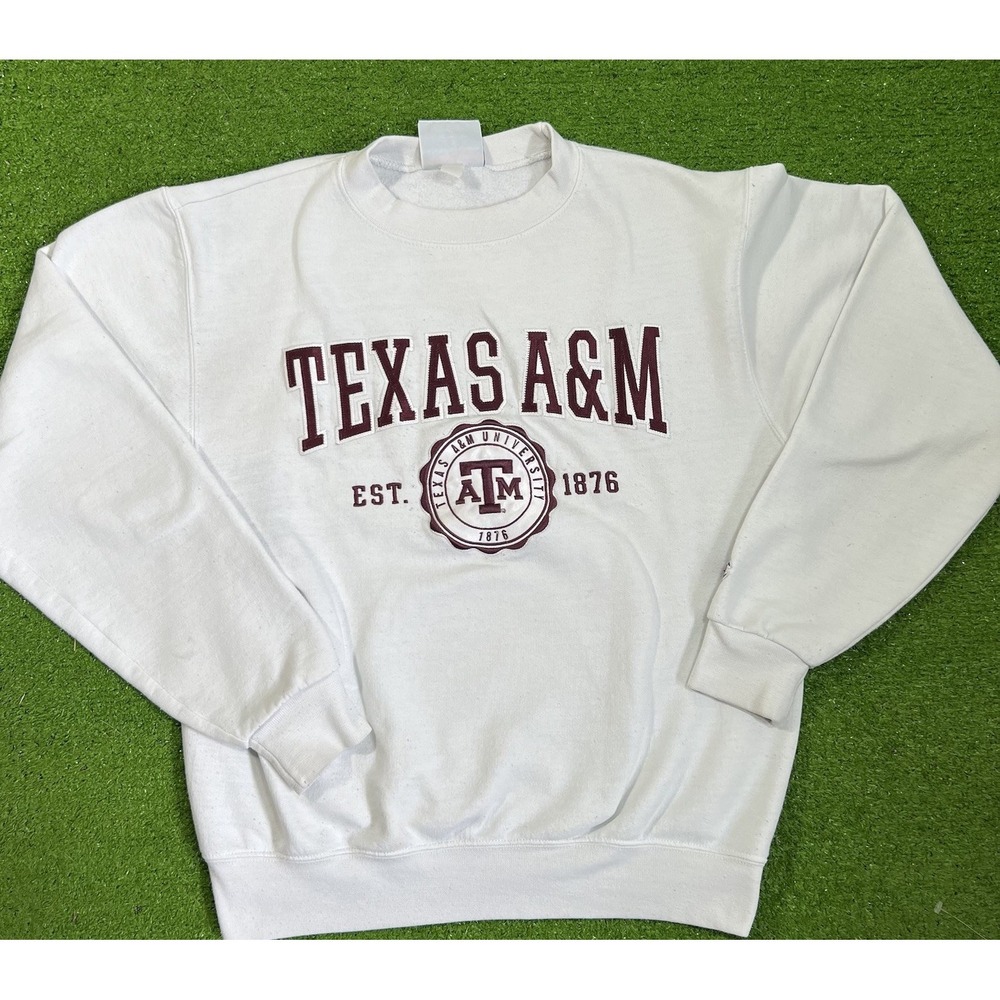 Vintage Texas A&M Sweatshirt SM White Raised Letter Aggie‎ Football Crew Neck
